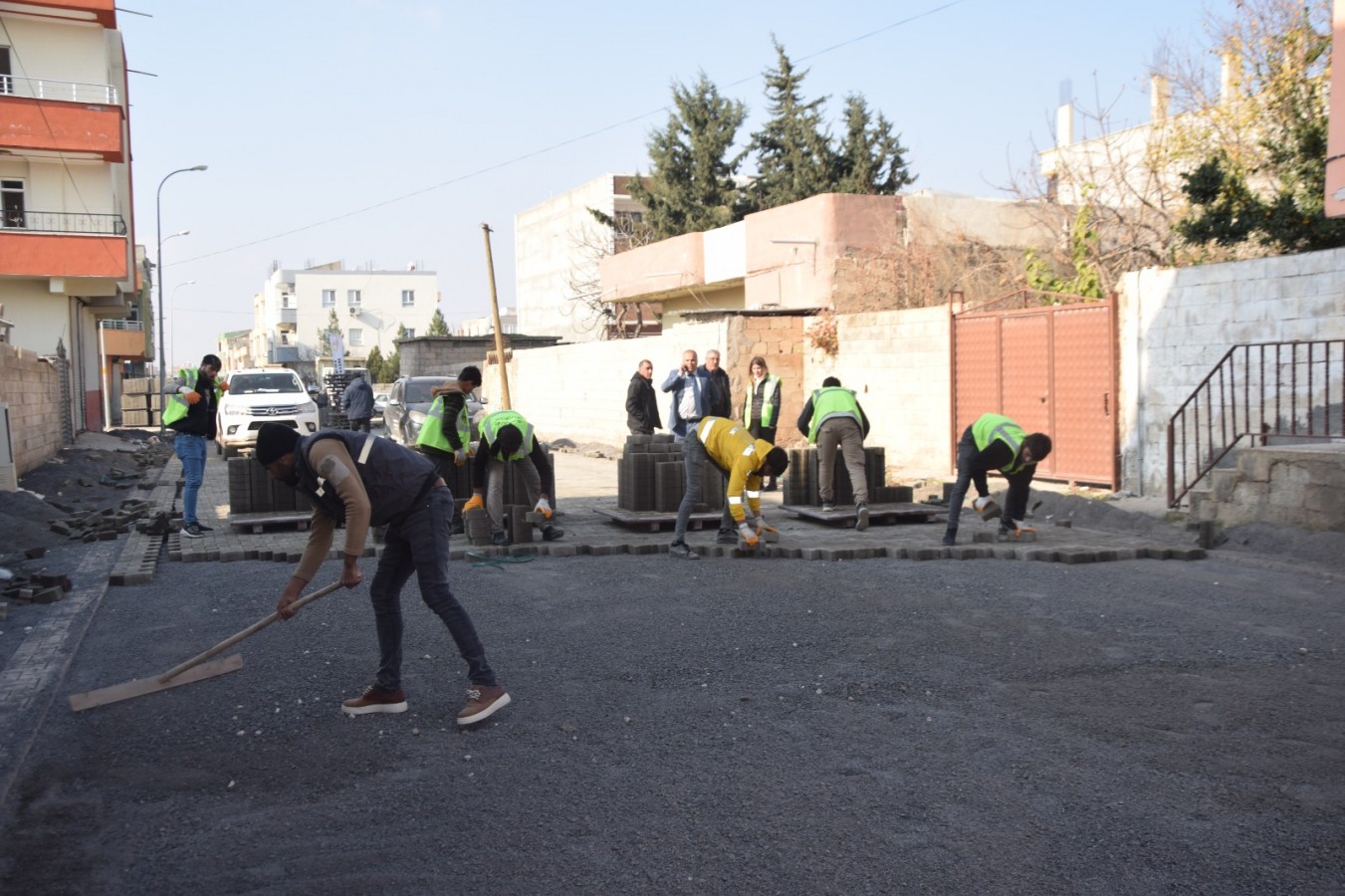 Viranşehir’de o mahallede kilitli parke çalışması