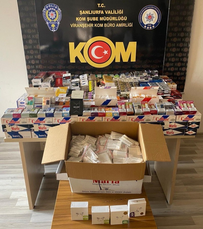Şanlıurfa'da çok sayıda kaçak sigara ele geçirildi;